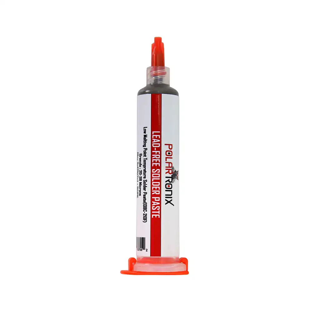 Polartronix Sn42Bi58 Lead-Free Low-Temperature BGA Solder Paste – 138°C Melting Point, 38g Syringe (SP-101)