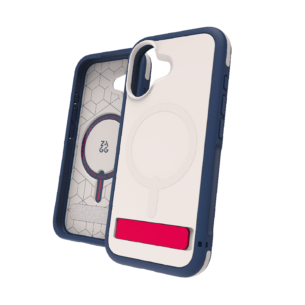 Zagg - Sedona Snap Case With Kickstand For Apple Iphone 17 - Red Light And Blue