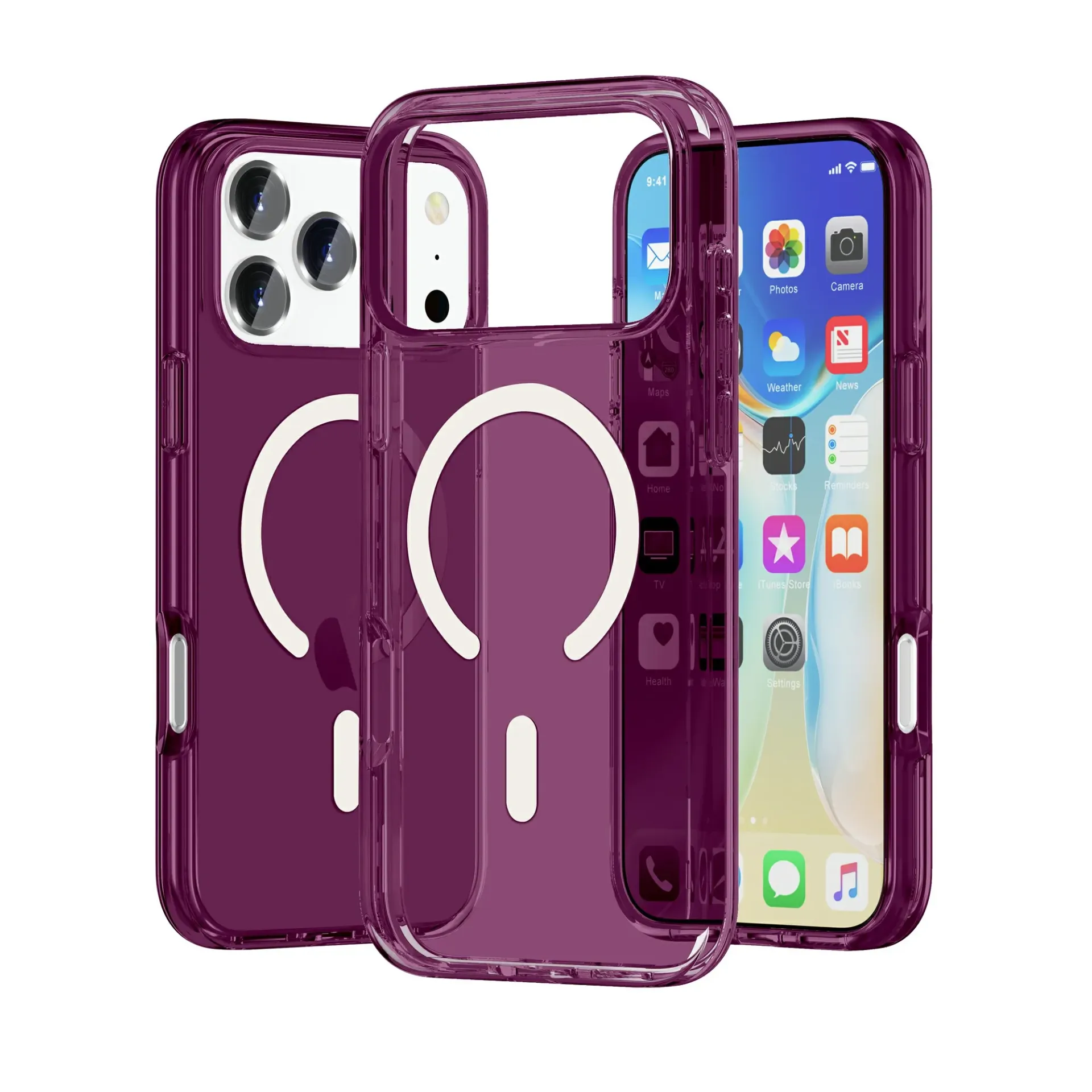 Transparent Color Case with Magsafe for iPhone 17 Pro Max / 18 Pro Max - Dark Cherry