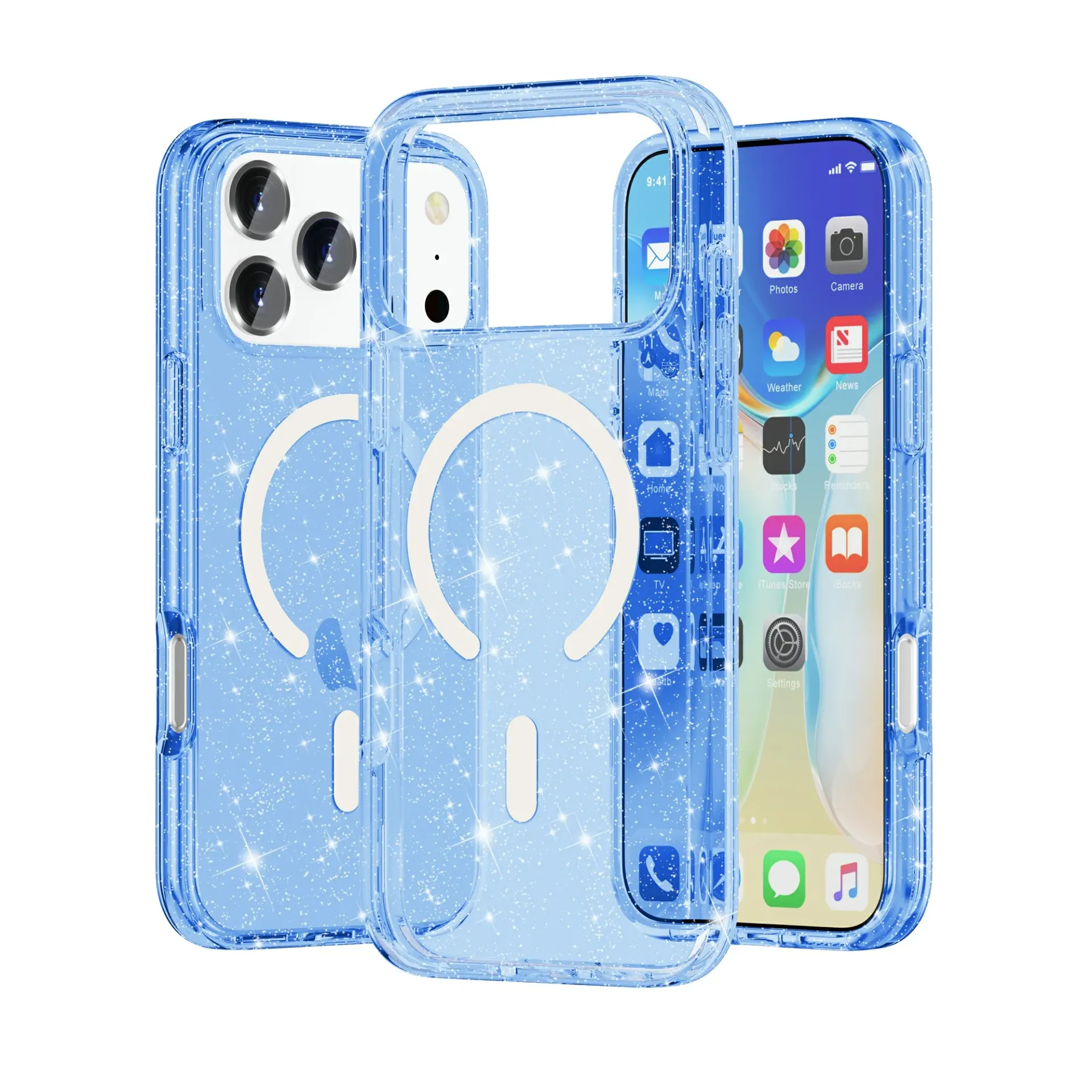 Transparent Color Case with Magsafe for iPhone 17 Pro Max / 18 Pro Max - Sparkle Light Blue