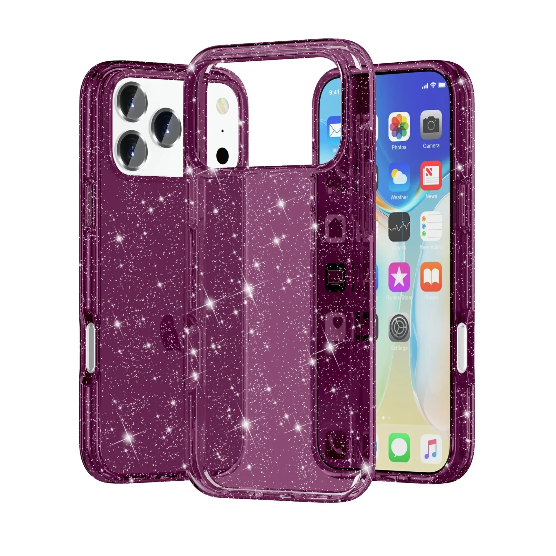 Transparent Color Case for iPhone 17 Pro Max / 18 Pro Max - Sparkle Dark Cherry