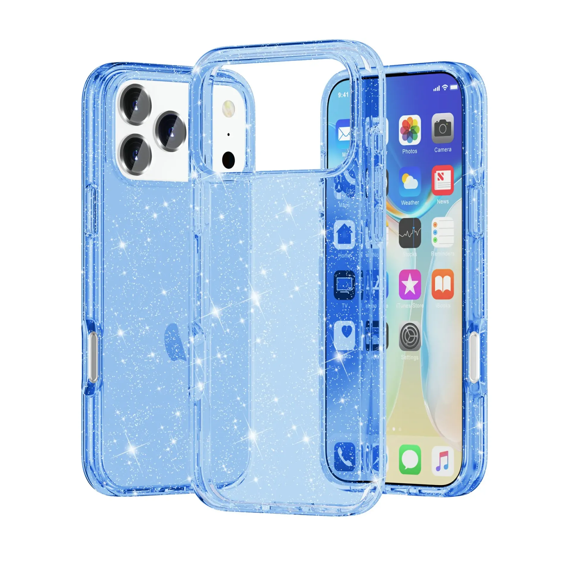 Transparent Color Case for iPhone 17 Pro Max / 18 Pro Max - Sparkle Light Blue