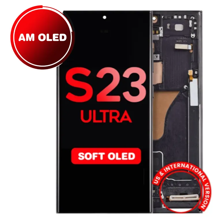 OLED Assembly for Samsung Galaxy S23 Ultra (S918) with Frame - Phantom Black (Aftermarket OLED)