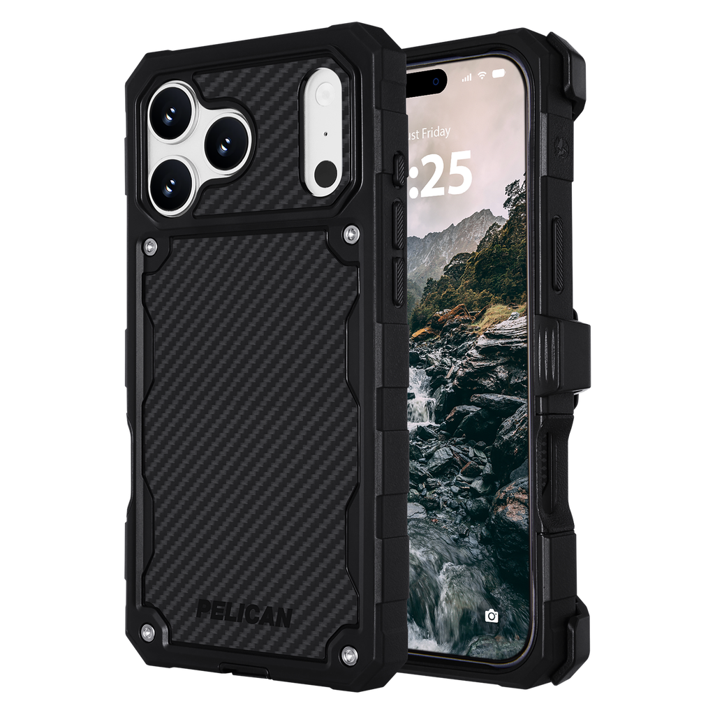 Pelican - Shield Magsafe Case With Holster For Apple Iphone 18 Pro / 17 Pro - Carbon Fiber