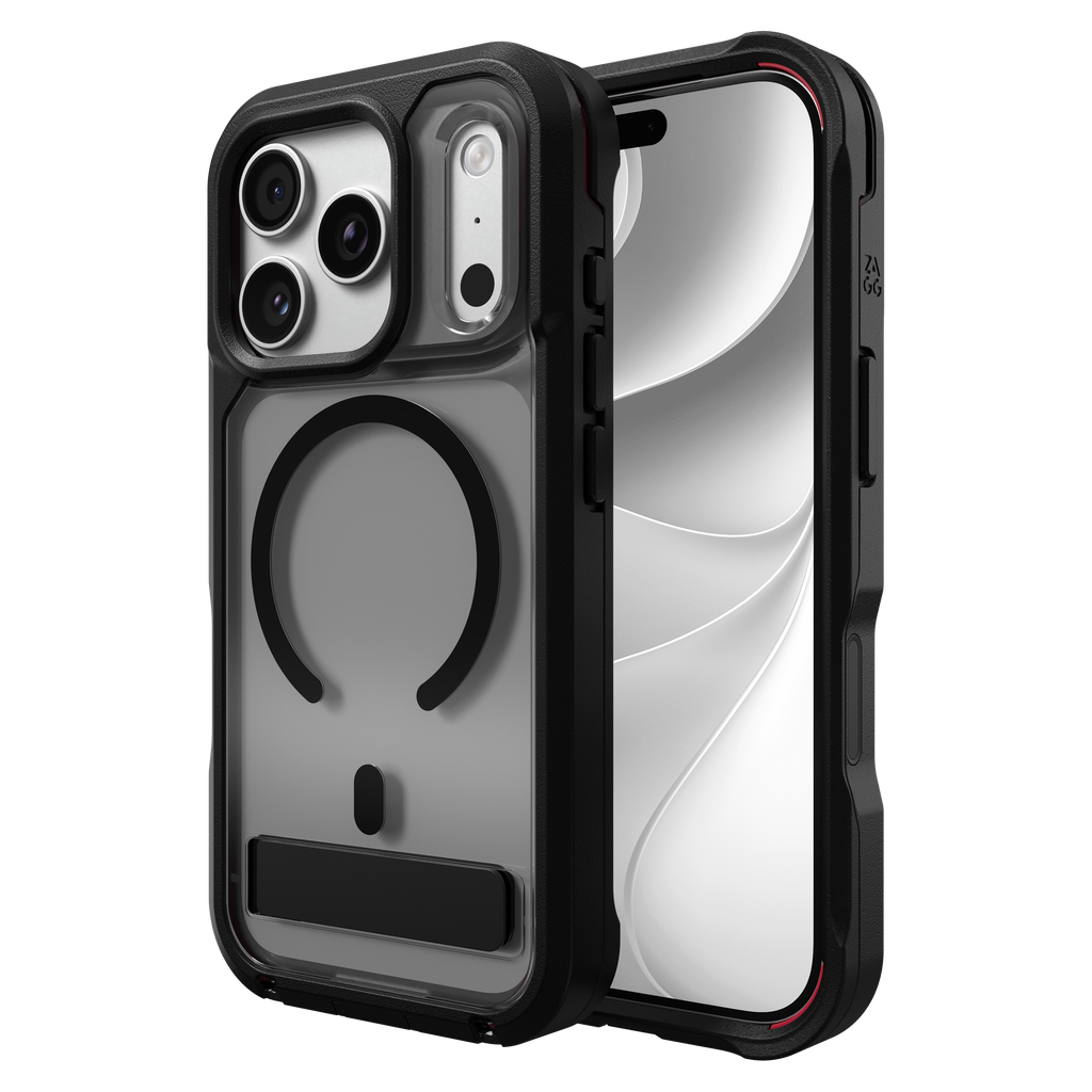 Zagg - Rainier Snap Magsafe Case With Kickstand For Apple Iphone 18 Pro / 17 Pro - Smoke Black