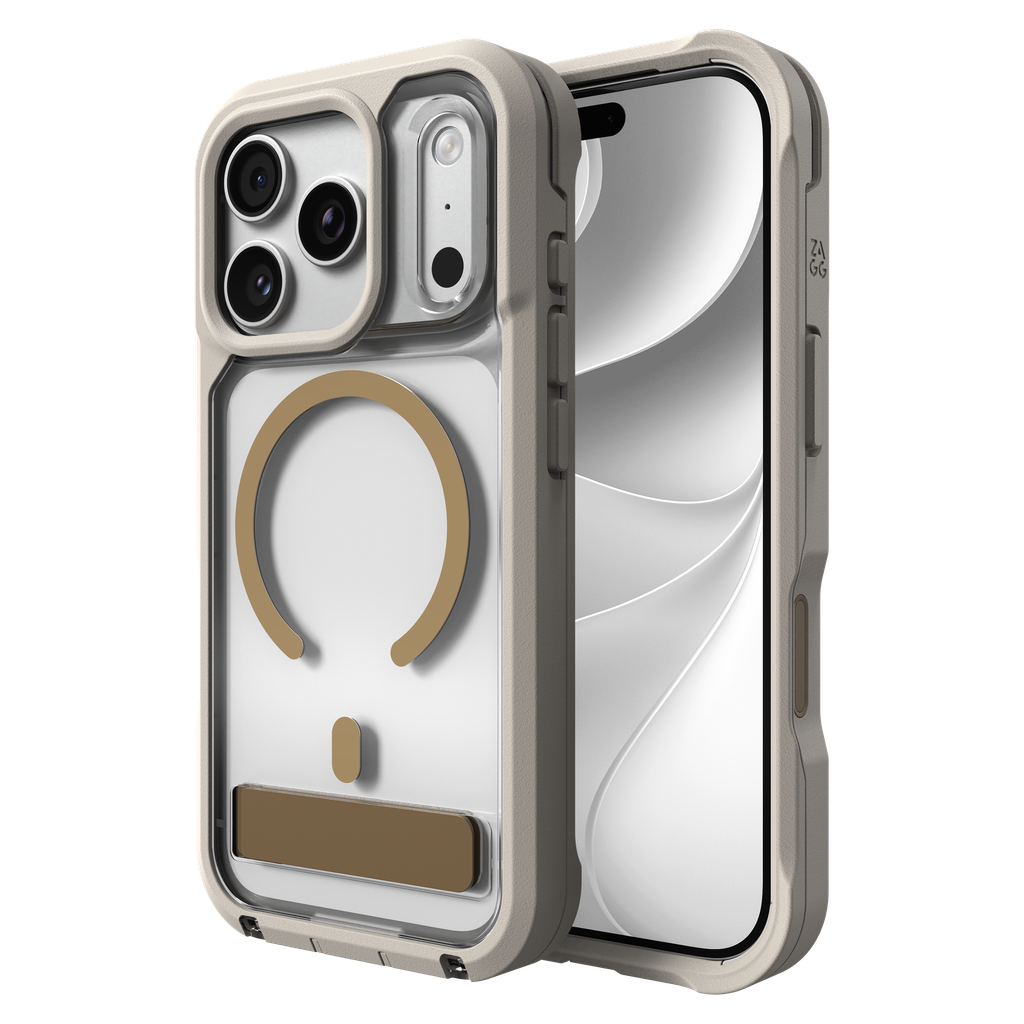 Zagg - Rainier Snap Magsafe Case With Kickstand For Apple Iphone 18 Pro / 17 Pro - Sandstone