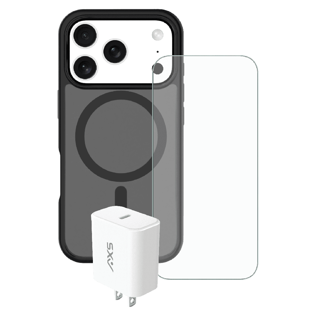 Axs - Essential Bundle Includes Proshield Magsafe Case  /  Wall Charger 30w /  Screen Protector For Apple Iphone 18 Pro  /  Apple Iphone Pro 17 - Smoke