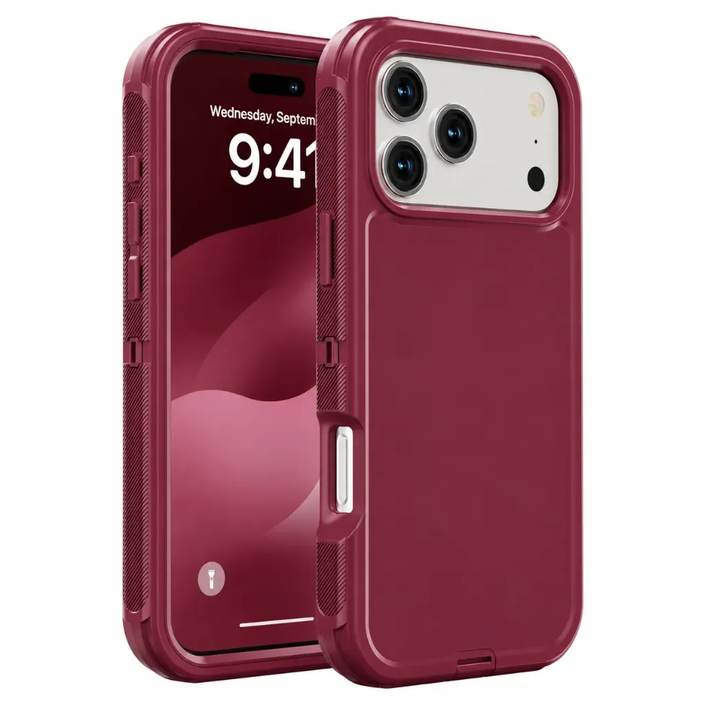 DualPro Protector Case for iPhone 17 Pro Max / 18 Pro Max - Dark Cherry