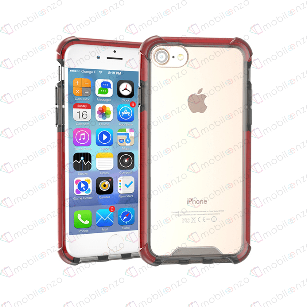 Hard Elastic Clear Case  for iPhone 7/8 - Black & Red Edge