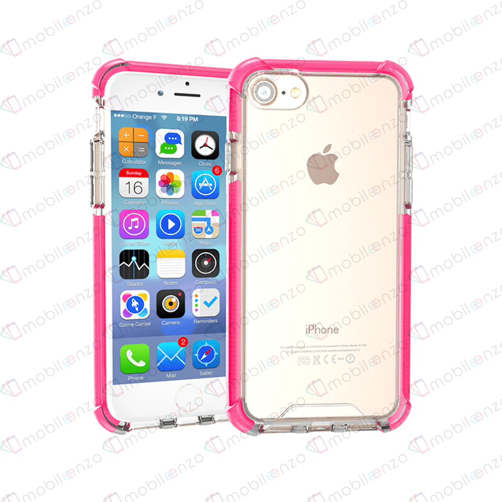 Hard Elastic Clear Case  for iPhone 7/8 - Pink Edge