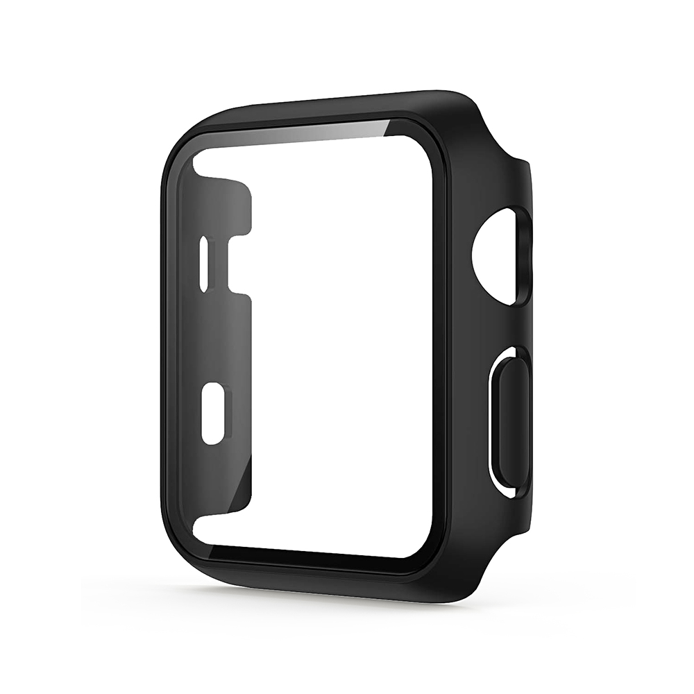 Hard PC Case with Tempered Glass For iWatch 38mm - Black