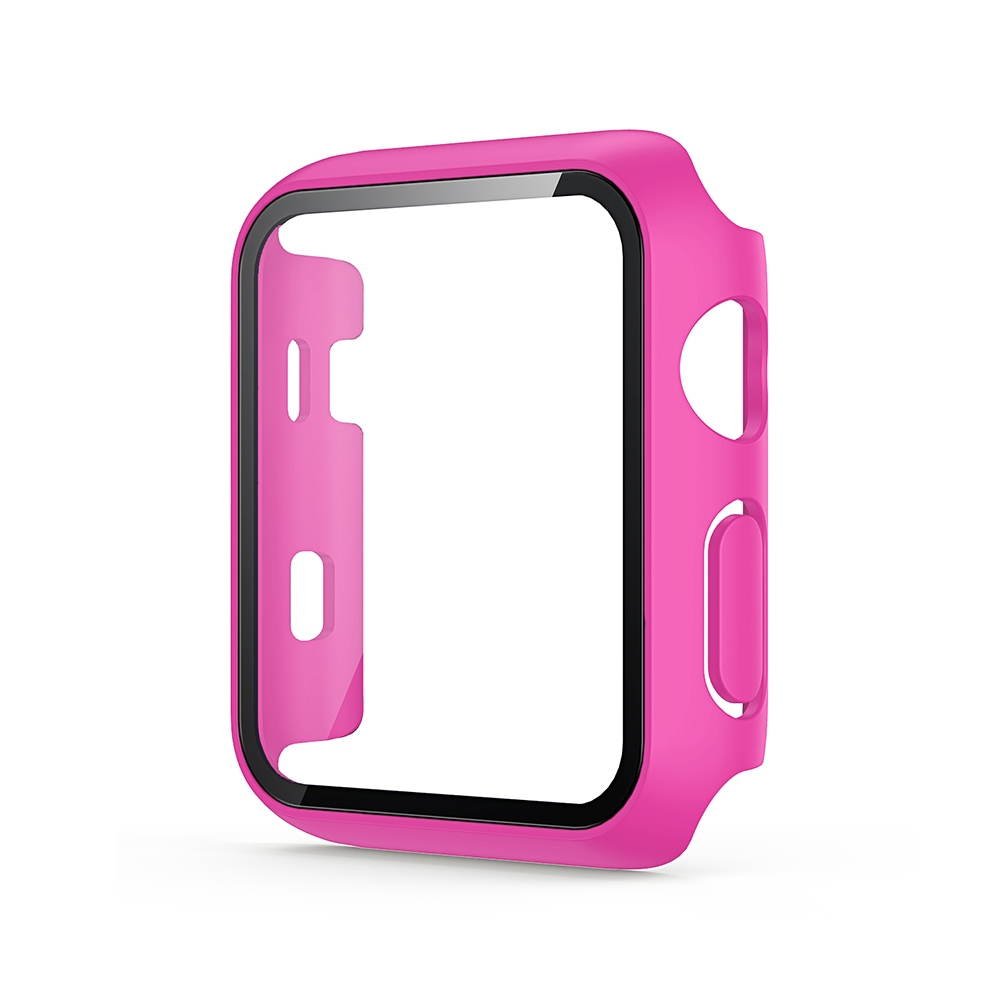 Hard PC Case with Tempered Glass For iWatch 38mm - Hot Pink