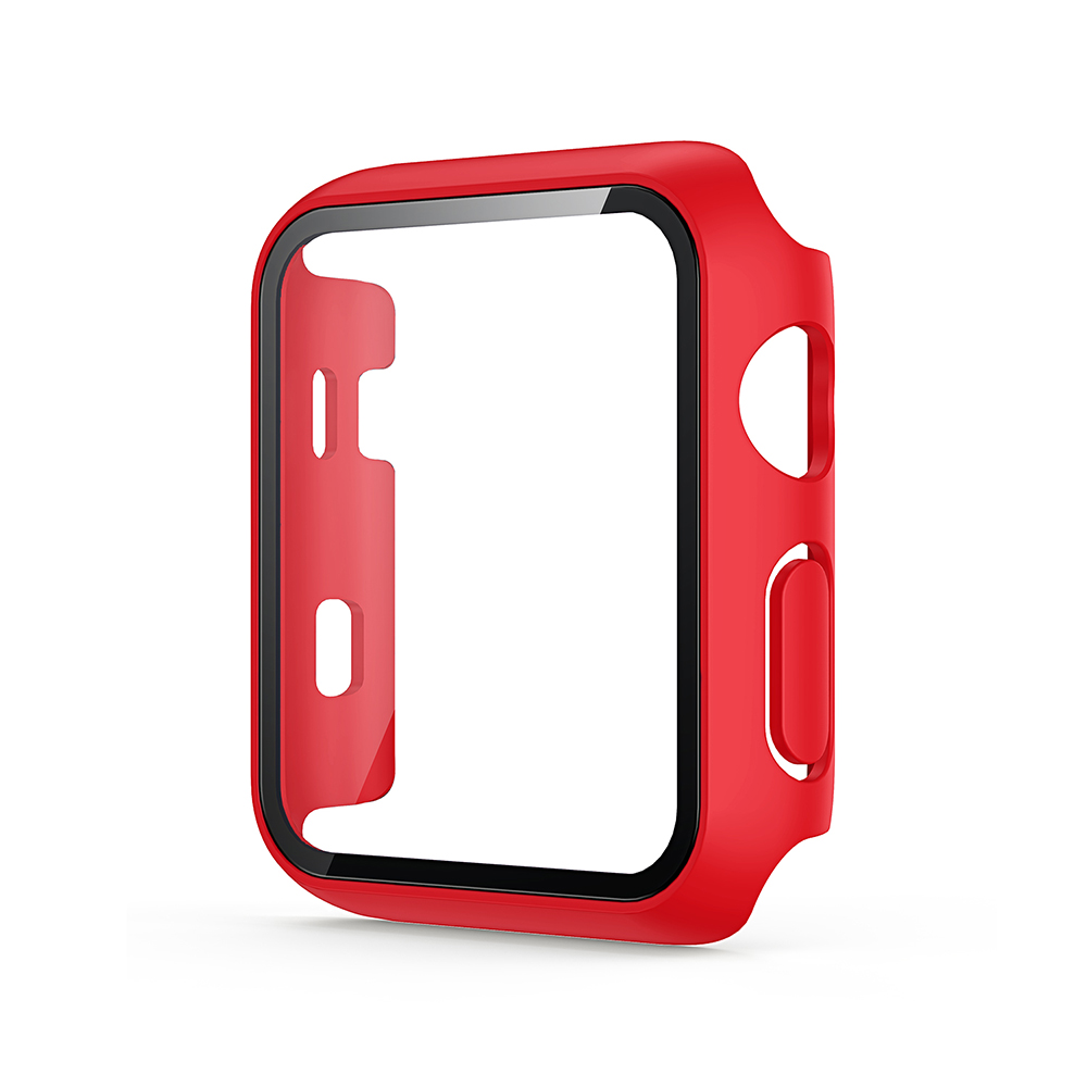 Hard PC Case with Tempered Glass For iWatch 38mm - Red