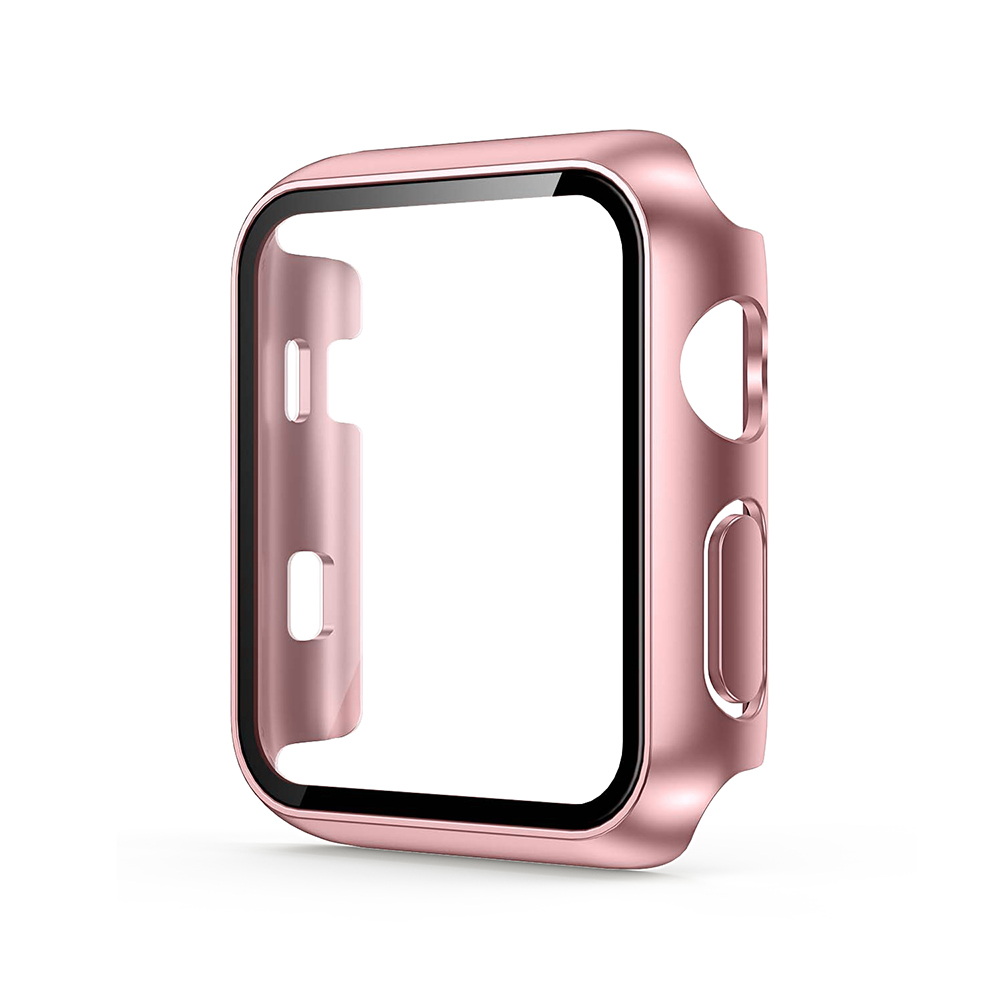 Hard PC Case with Tempered Glass For iWatch 38mm - Rose Gold