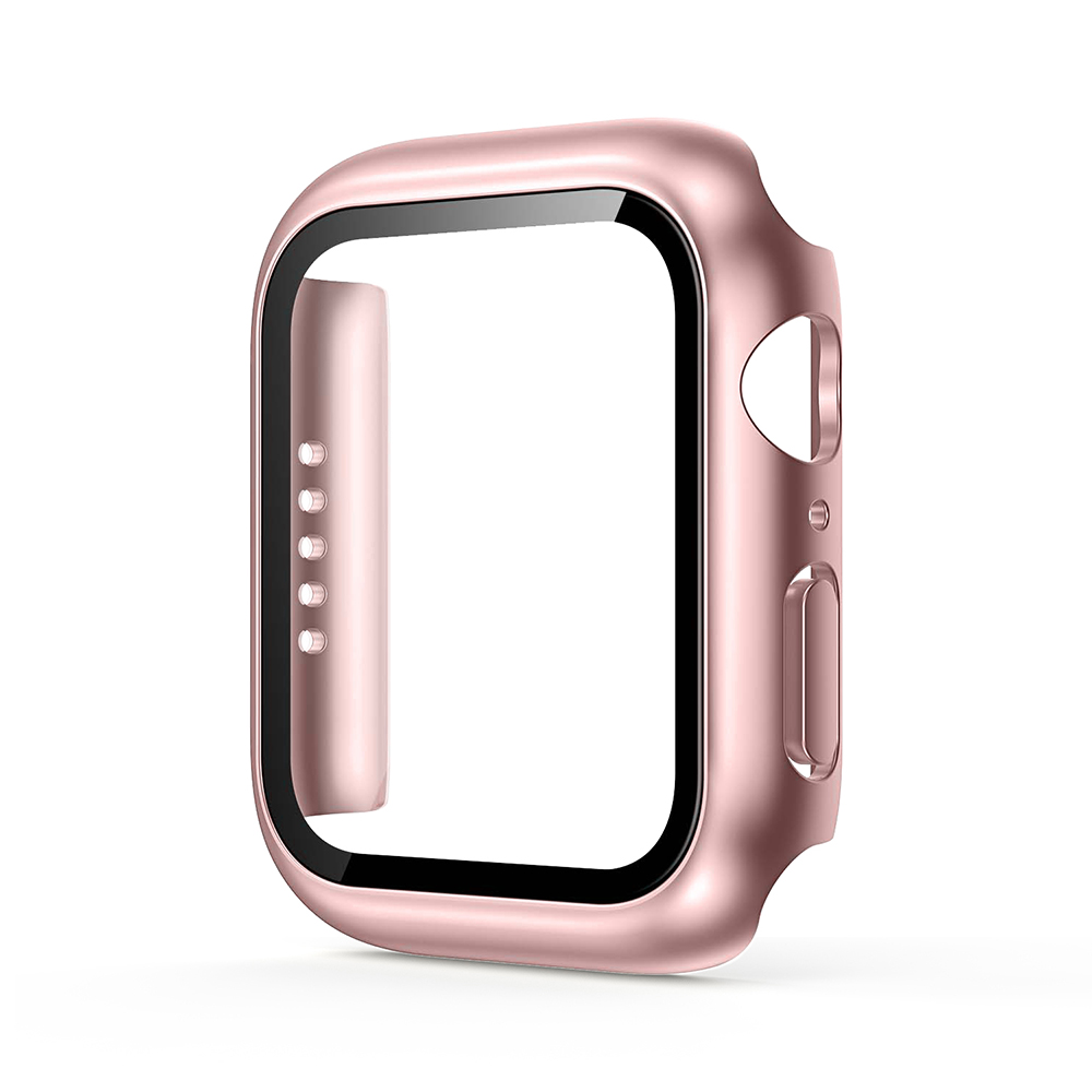 Hard PC Case with Tempered Glass For iWatch 44mm - Rose Gold
