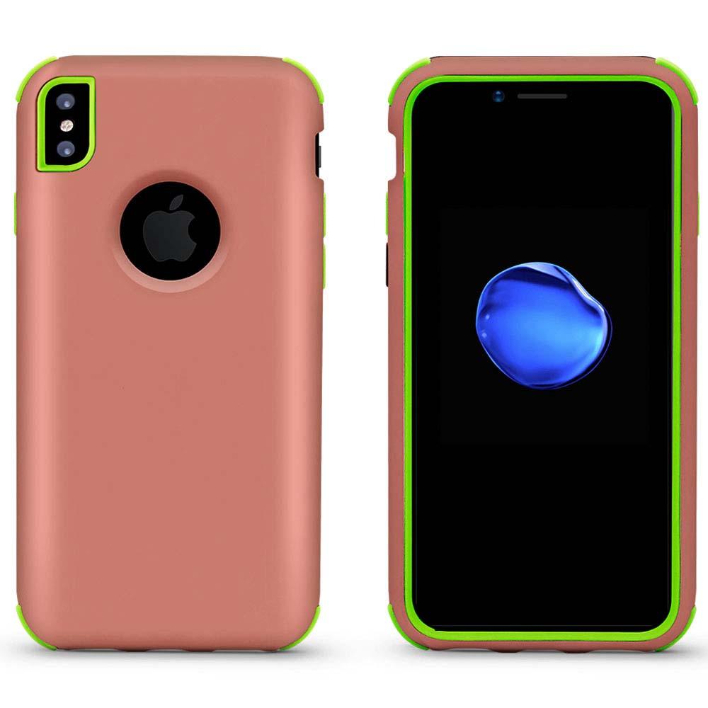 Bumper Hybrid Combo Layer Protective Case  for iPhone X/Xs - Rose Gold & Green