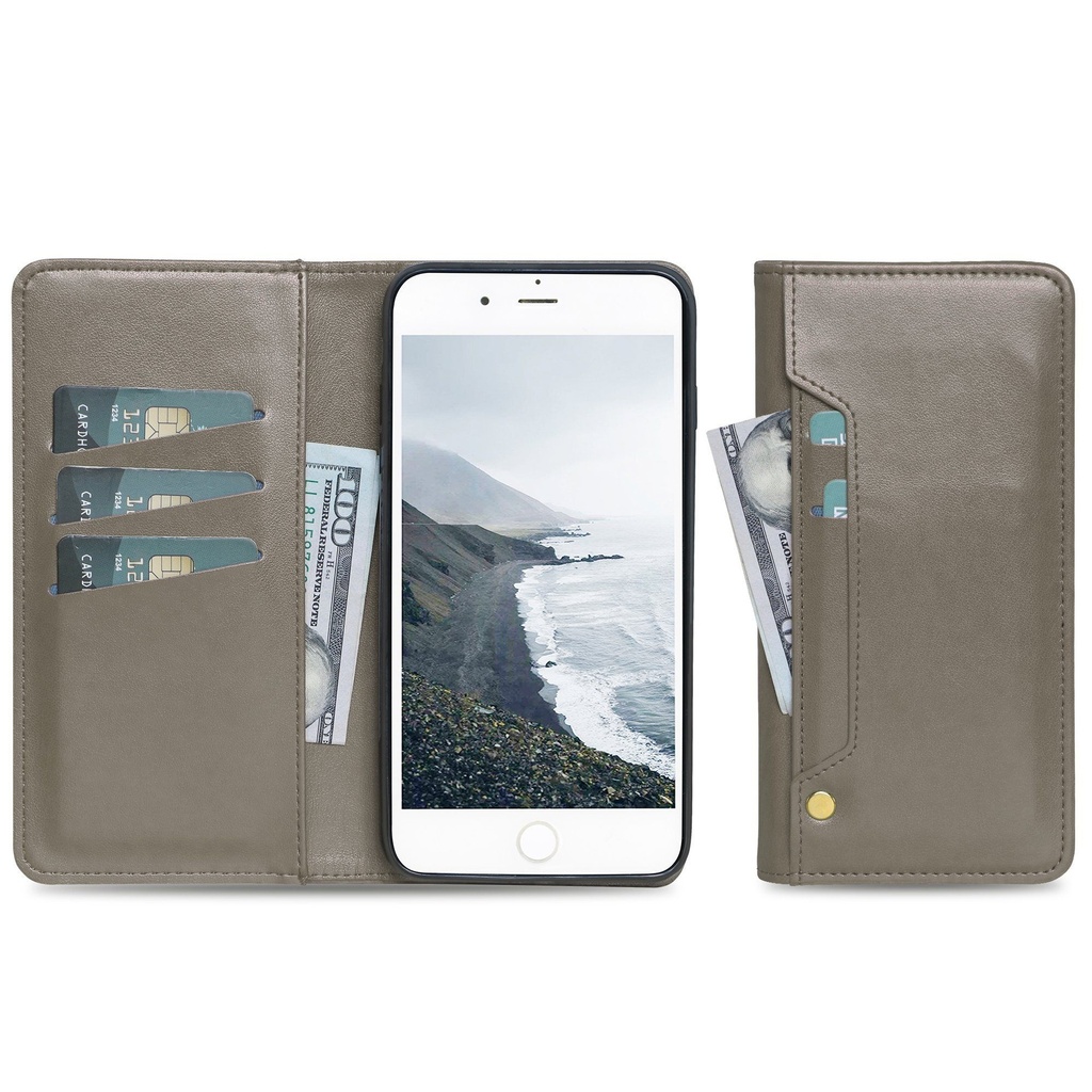 Ludic Leather Wallet Case  for iPhone X/Xs - Gray