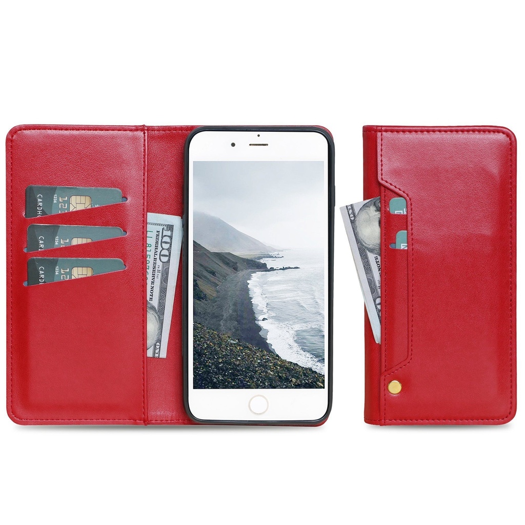 Ludic Leather Wallet Case  for iPhone X/Xs - Red