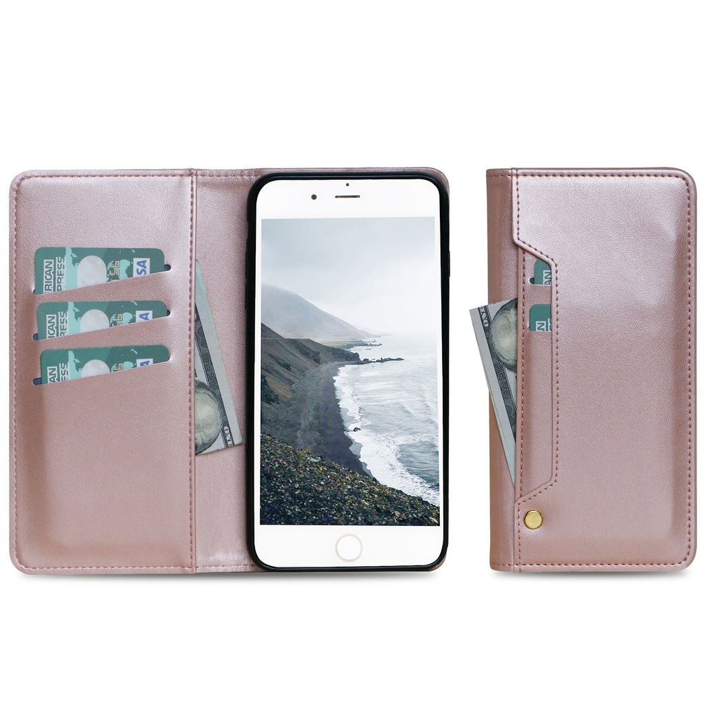 Ludic Leather Wallet Case  for iPhone X/Xs - Rose Gold