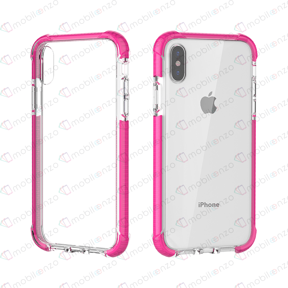 Hard Elastic Clear Case  for iPhone XR - Pink Edge