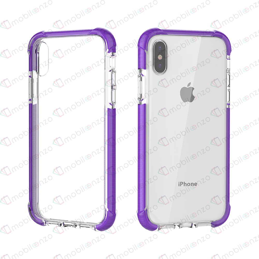 Hard Elastic Clear Case  for iPhone XR - Purple Edge