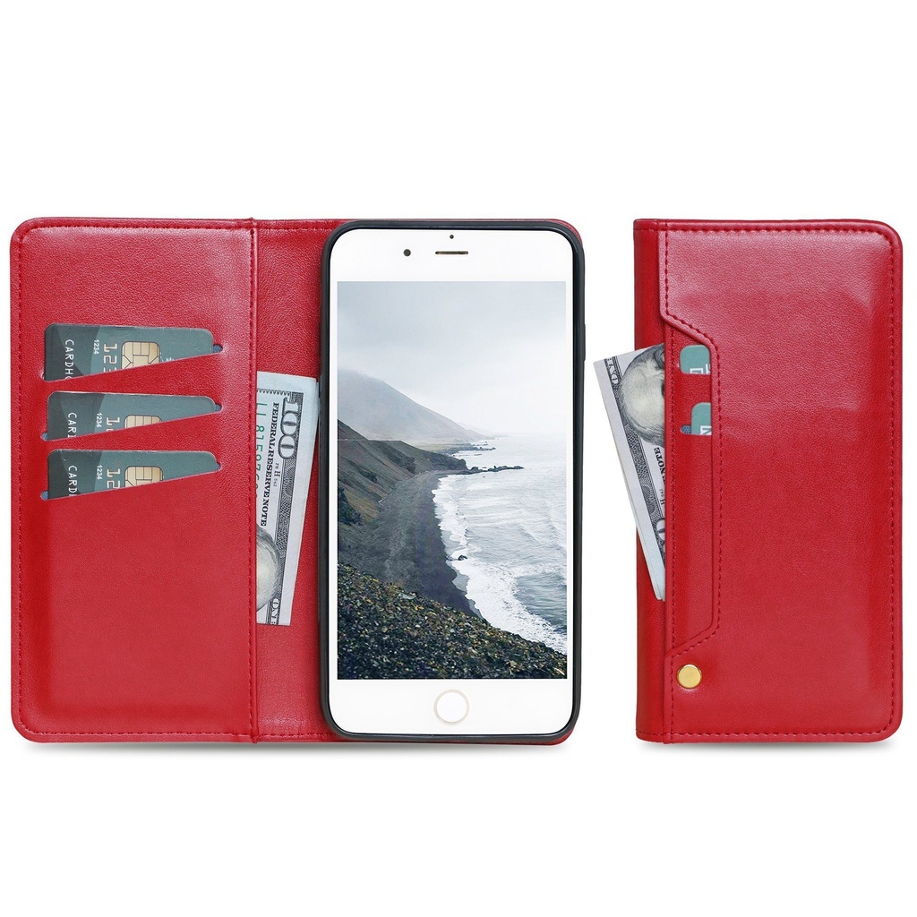 Ludic Leather Wallet Case  for iPhone XR - Red
