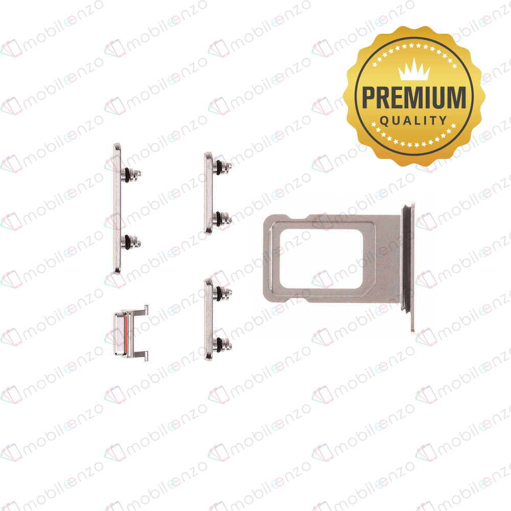 Sim Card Tray and Hard Buttons Set for iPhone Xs Max (Premium Quality) - Silver