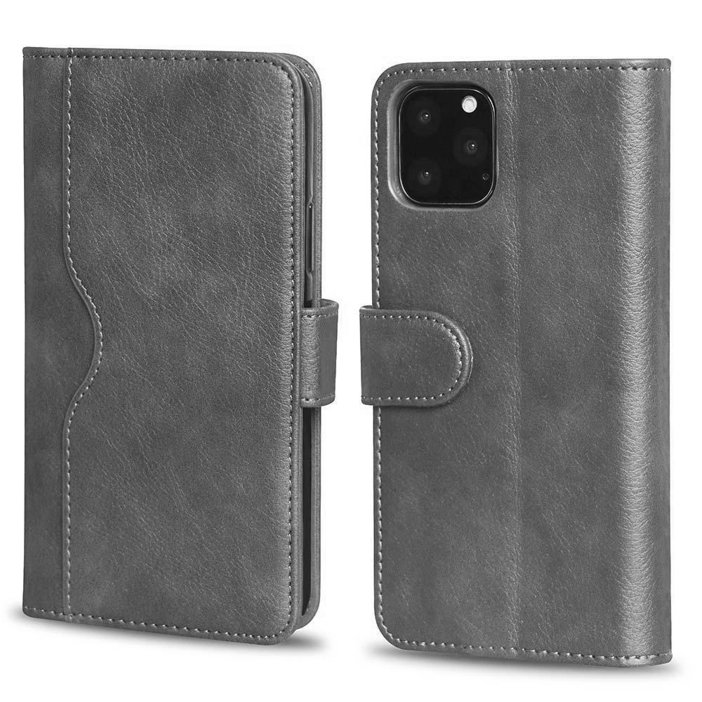 V-Wallet Leather Case for iPhone XR - Gray