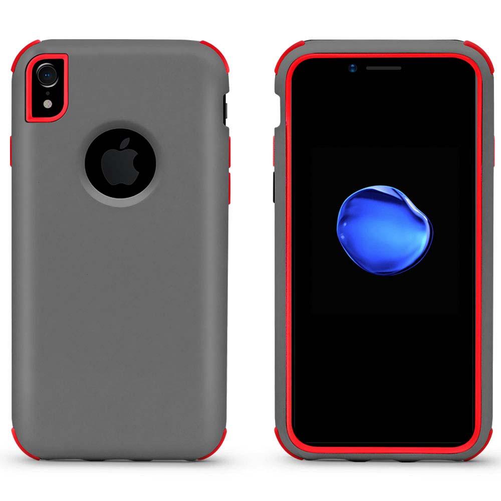 Bumper Hybrid Combo Layer Protective Case  for iPhone Xs Max - Gray & Red