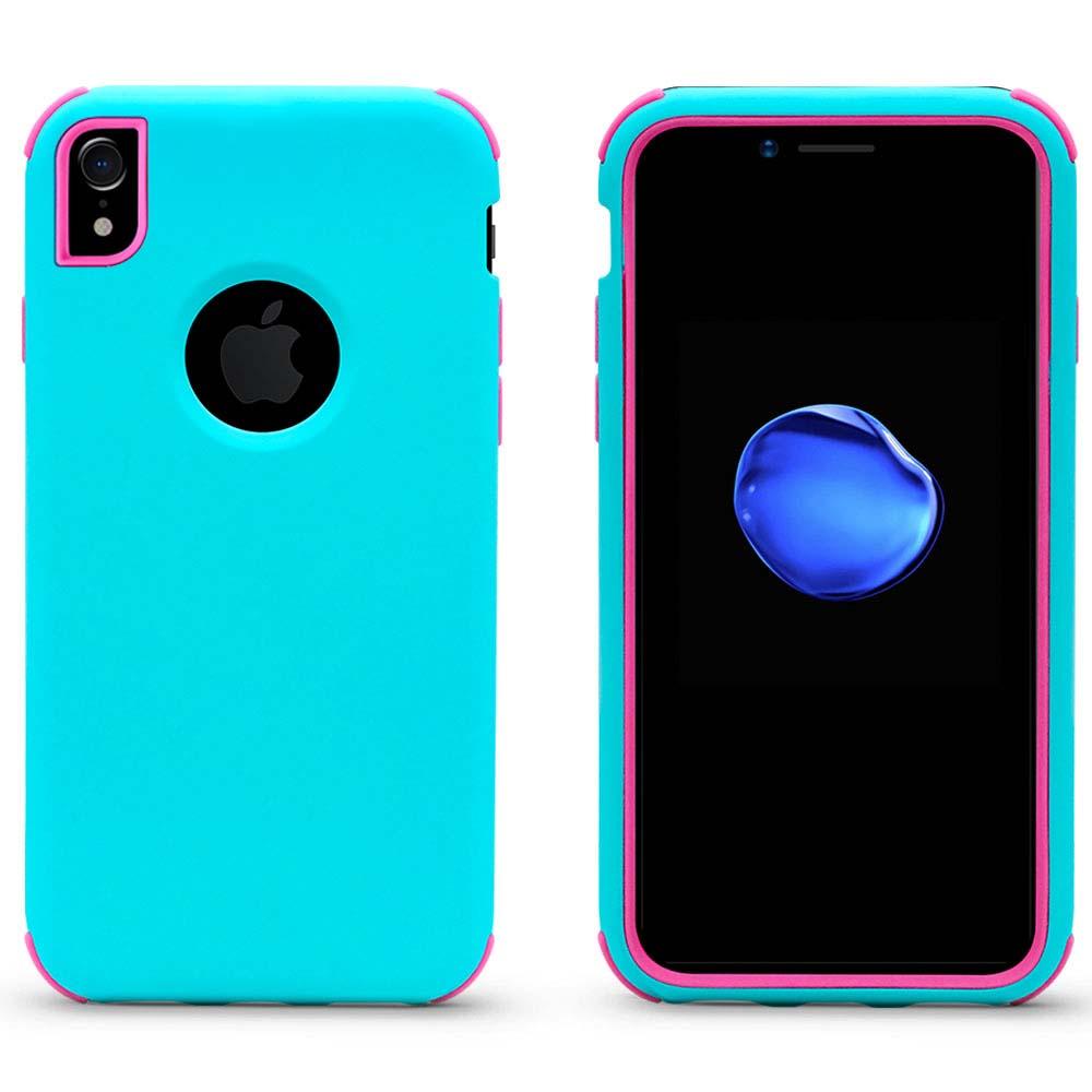 Bumper Hybrid Combo Layer Protective Case  for iPhone Xs Max - Teal & Hot Pink