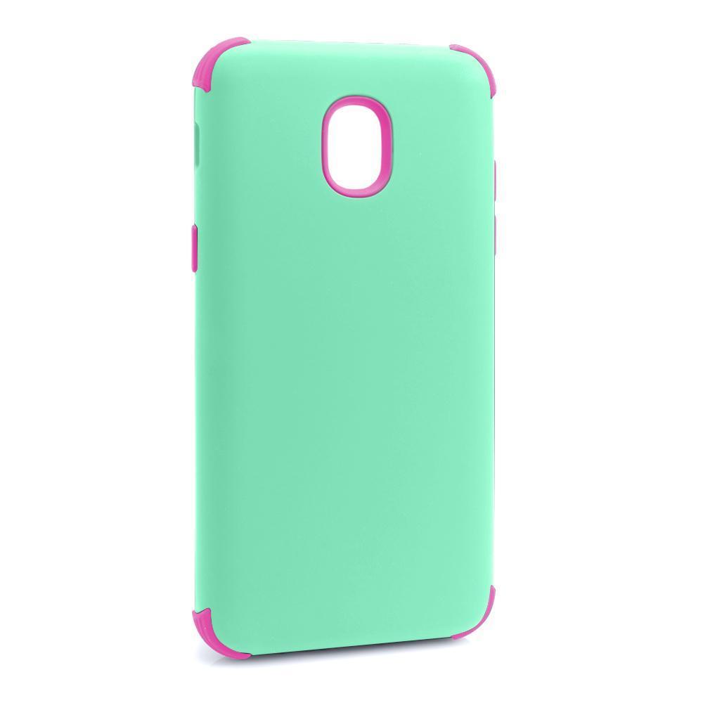 Bumper Hybrid Combo Layer Protective Case  for Samsung J3 2018 - Teal & Hot Pink