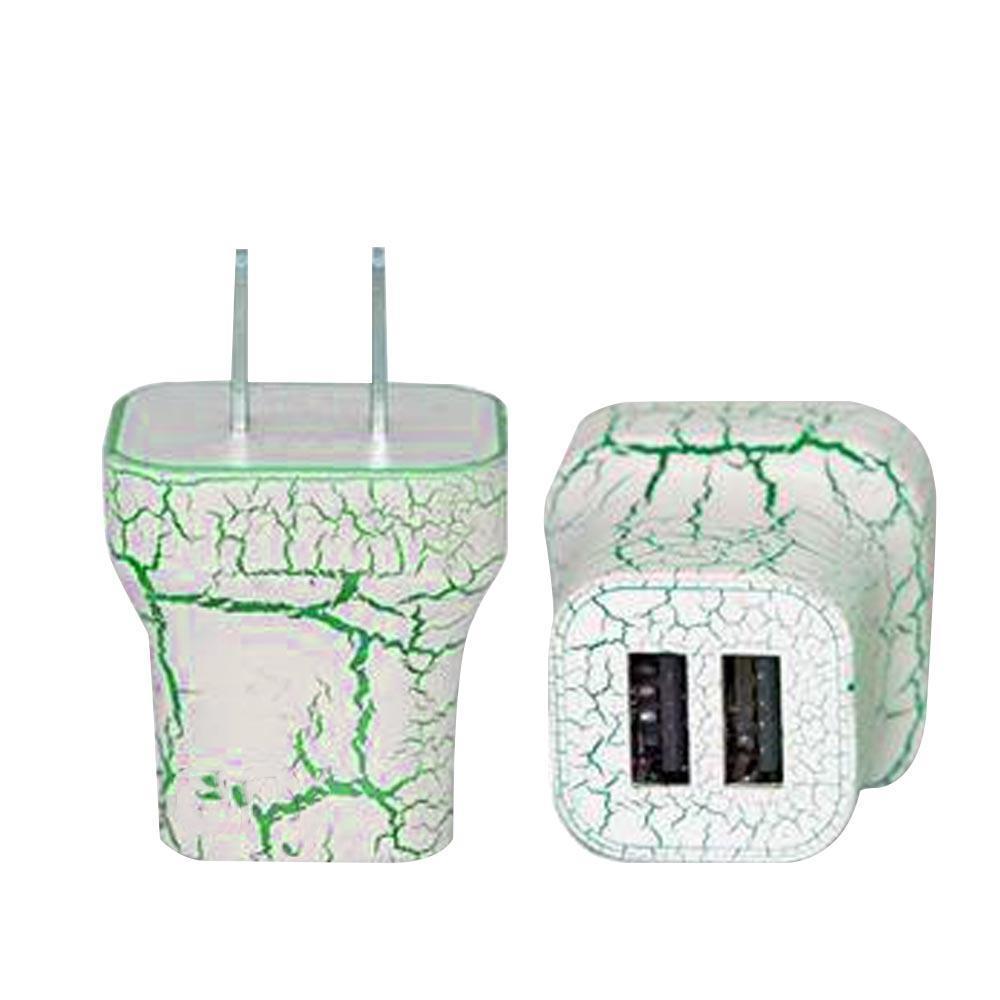 Light Up Wall Charger 2 port Green