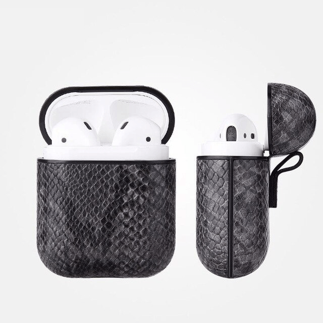 Snake Leather Case for Apple AirPods (1st & 2nd Gen) - Gray
