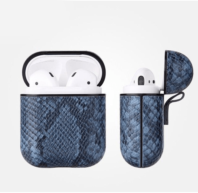 Snake Leather Case for Apple AirPods (1st & 2nd Gen) - Blue
