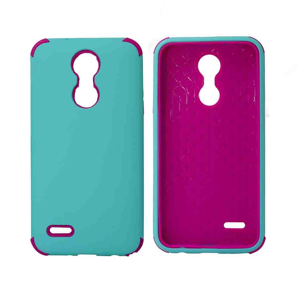 Bumper Hybrid Combo Layer Protective Case  for LG Aristo 2 (K8-2018) - Teal & Hot Pink