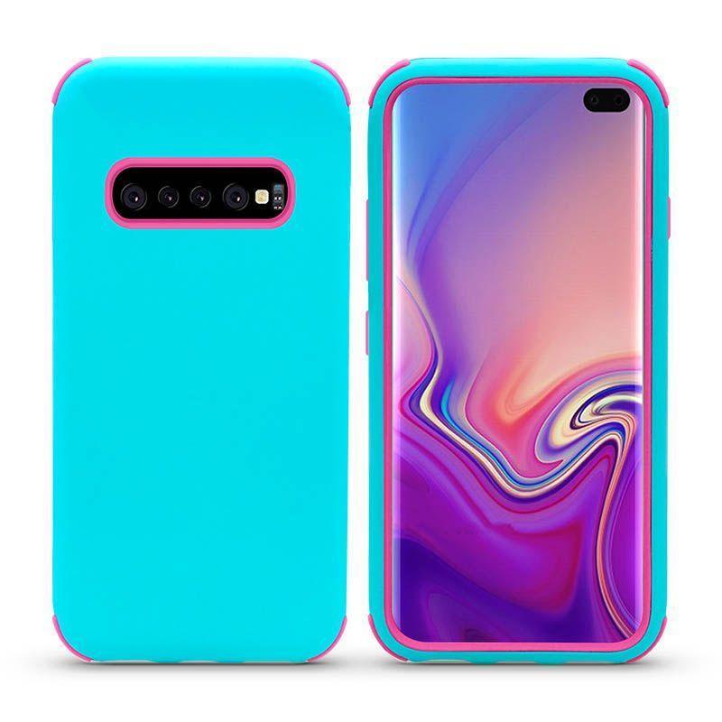 Bumper Hybrid Combo Layer Protective Case  for Galaxy S10 - Teal & Hot Pink