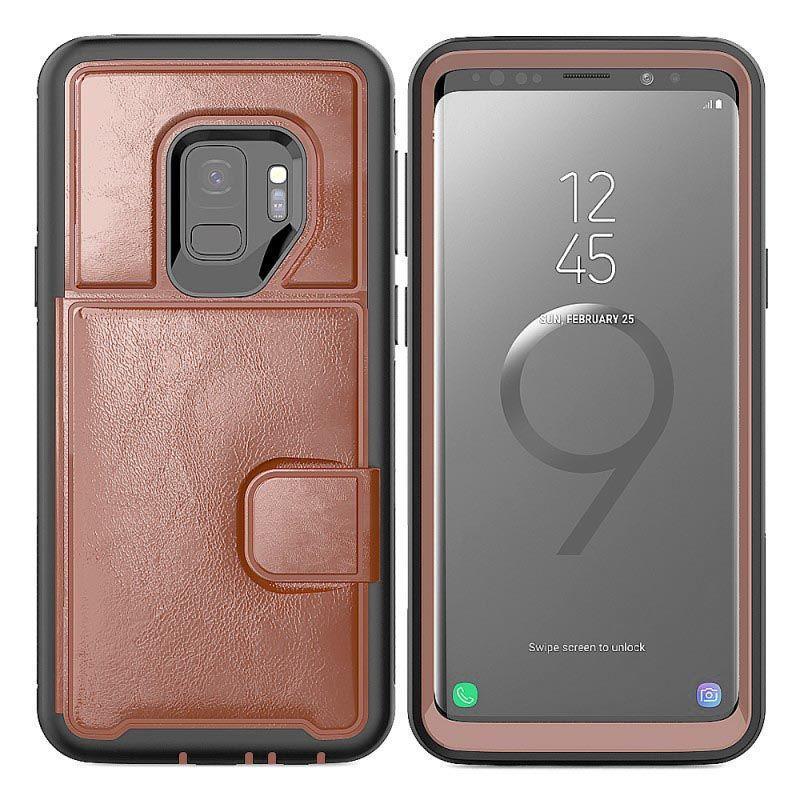 Dual Leather Card Case  for Galaxy S10 - Brown