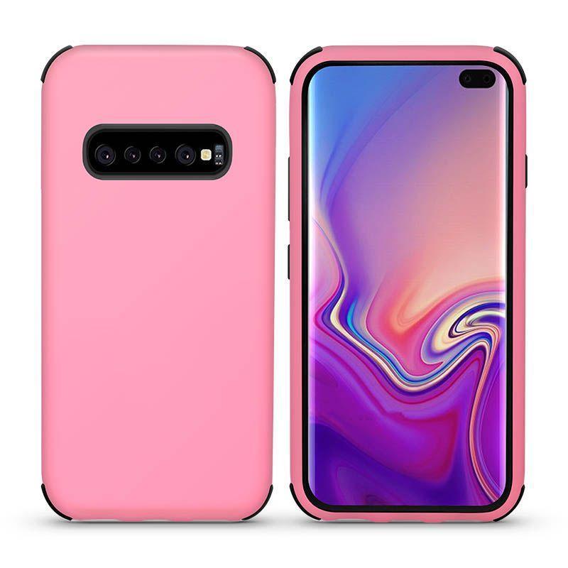 Bumper Hybrid Combo Layer Protective Case  for Galaxy S10 E - Light Pink & Black