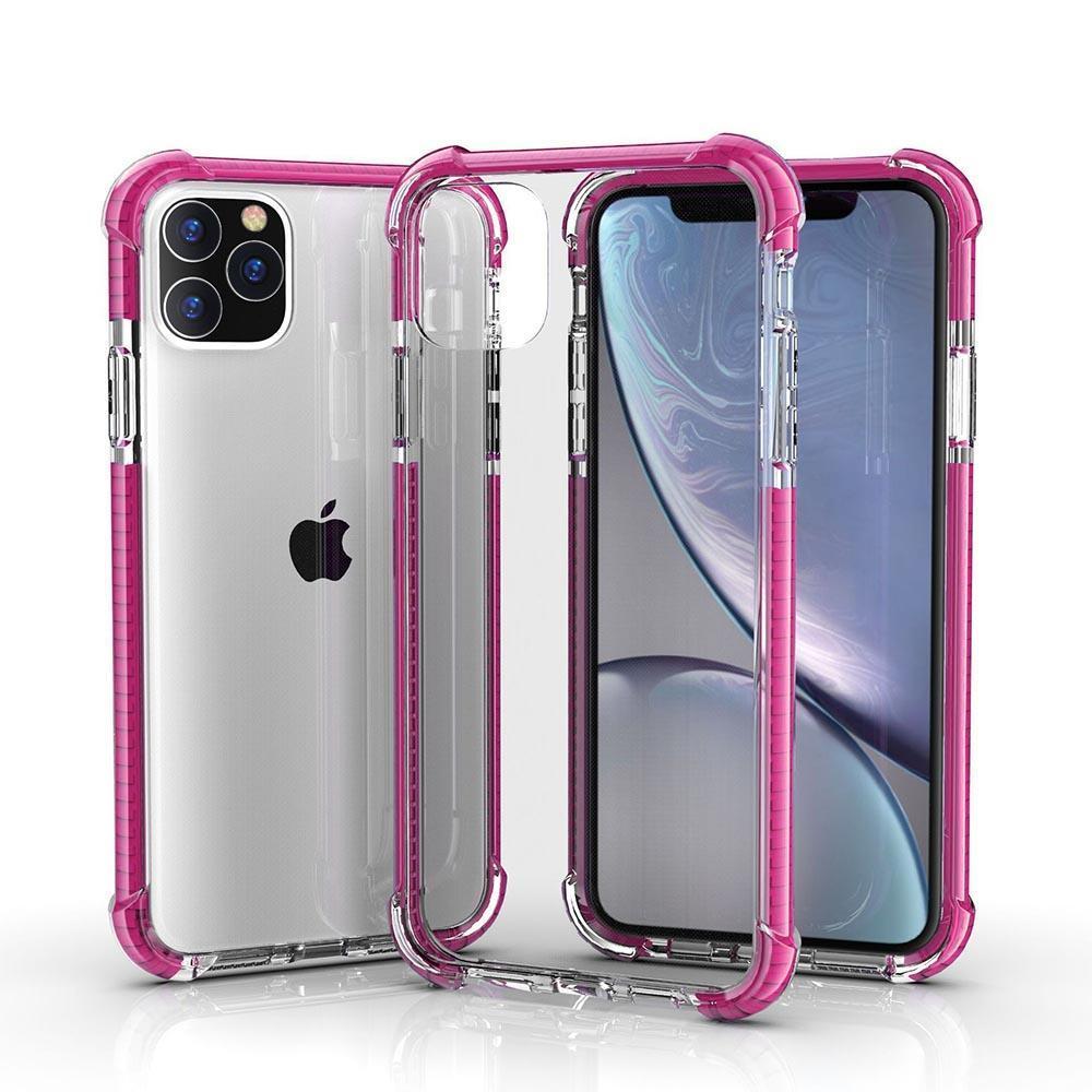 Hard Elastic Clear Case  for iPhone 11 - Pink Edge
