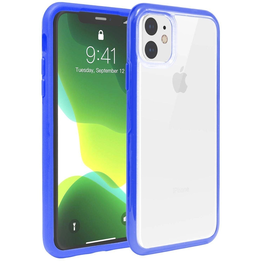 Hard Shell Transparent Back Case  for iPhone 11 Pro - Blue Edge