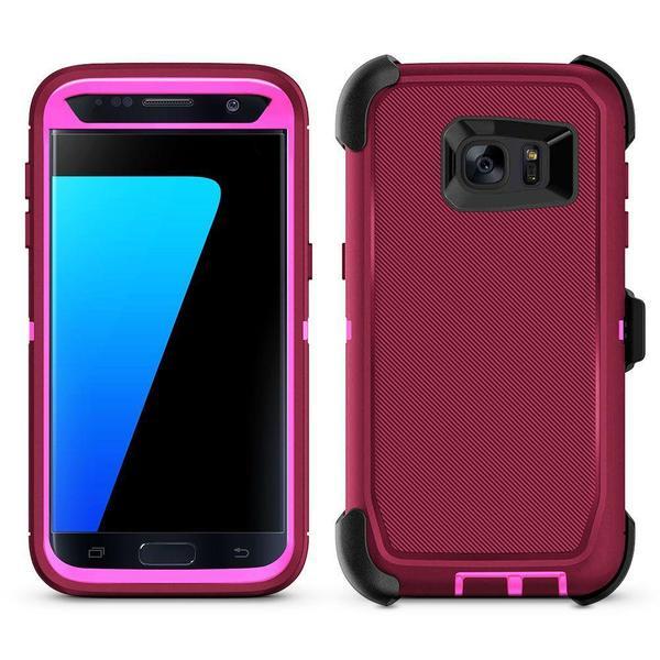 DualPro Protector Case  for Galaxy S7 Edge - Burgundy & Pink