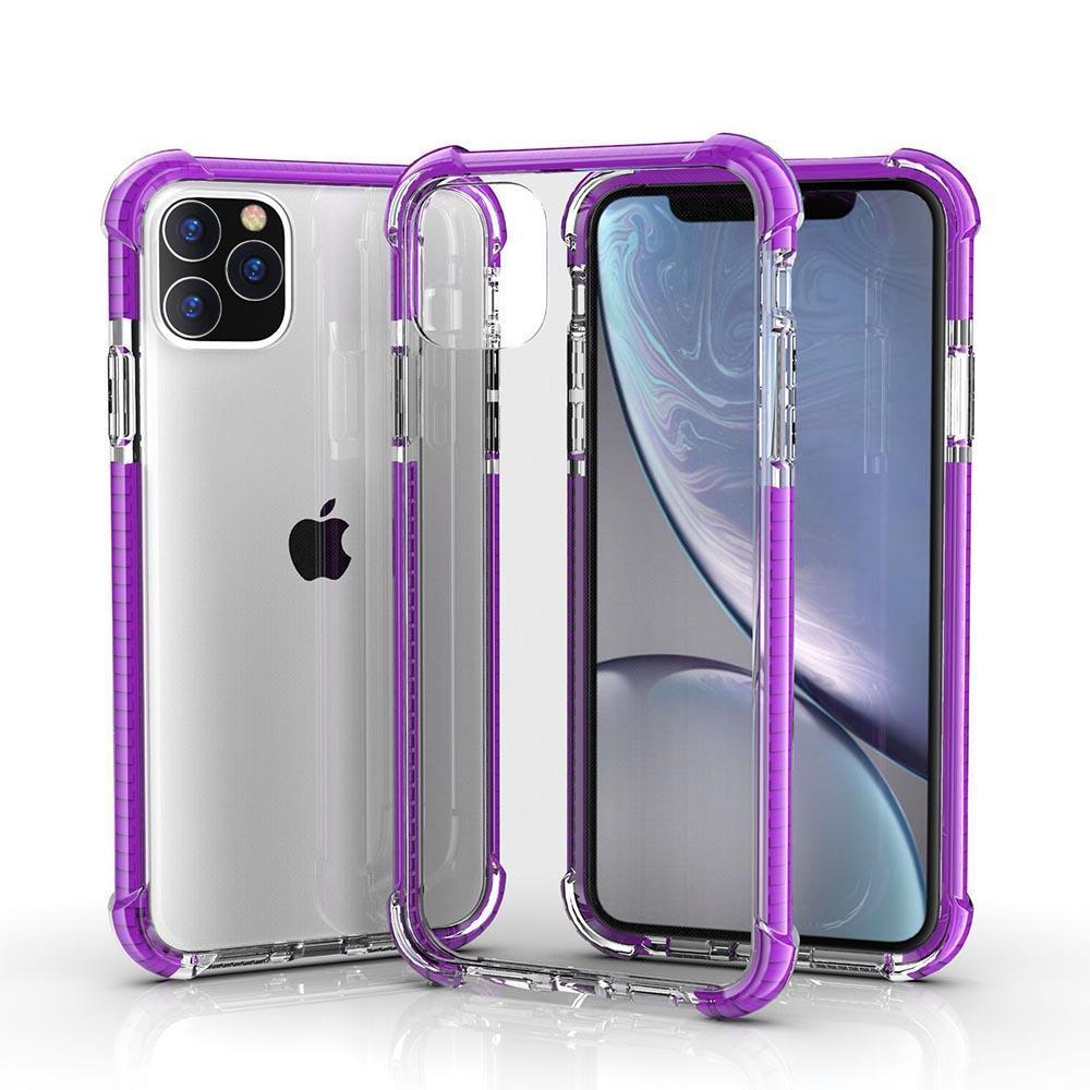 Hard Elastic Clear Case  for iPhone 11 Pro Max - Purple Edge