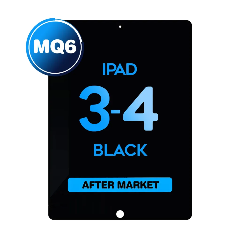 Digitizer for iPad 3&4 with Home Button & Home Button Flex (MQ6 / Aftermarket) - Black 