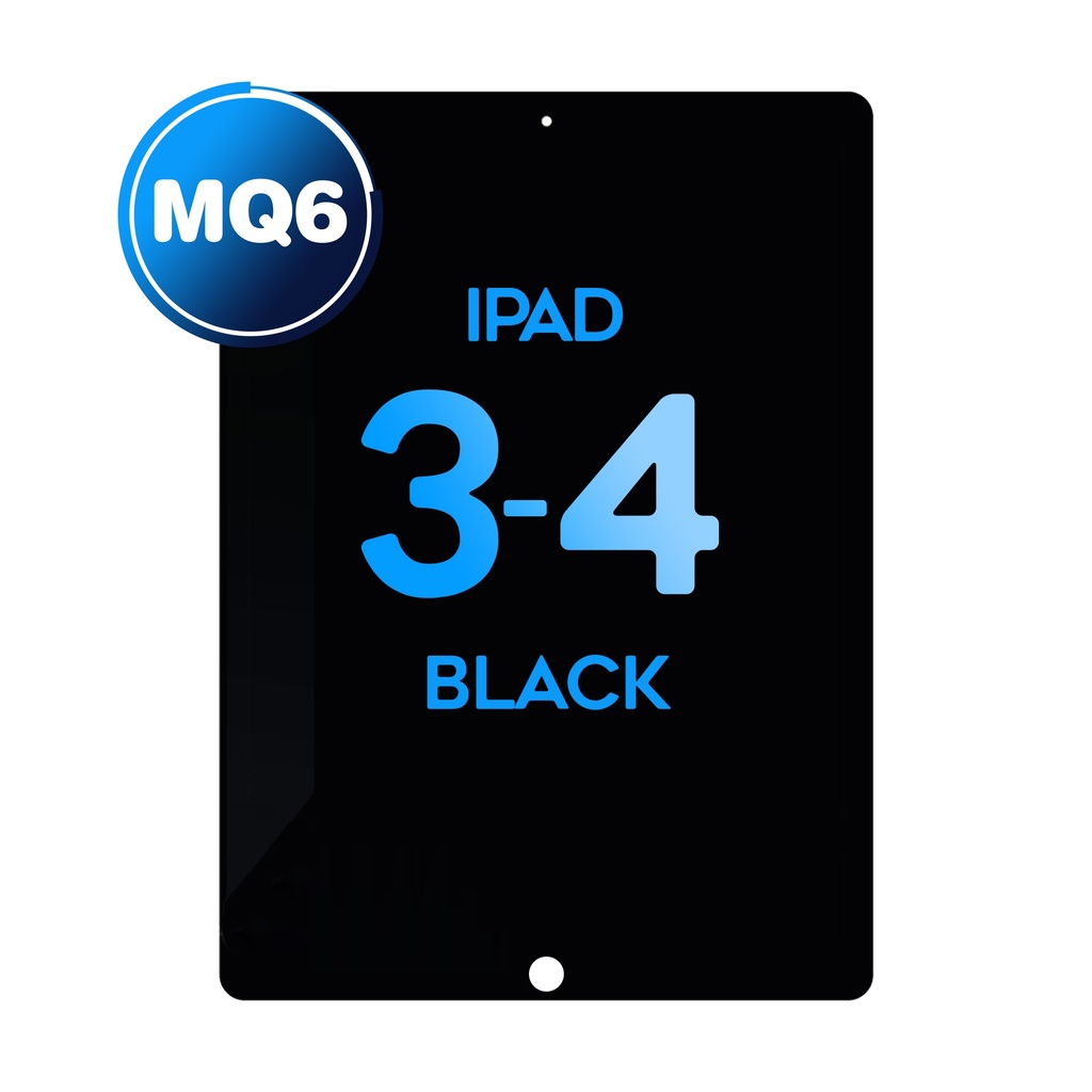 Digitizer for iPad 3&4 with Home Button & Home Button Flex (MQ6 / Aftermarket) - Black 