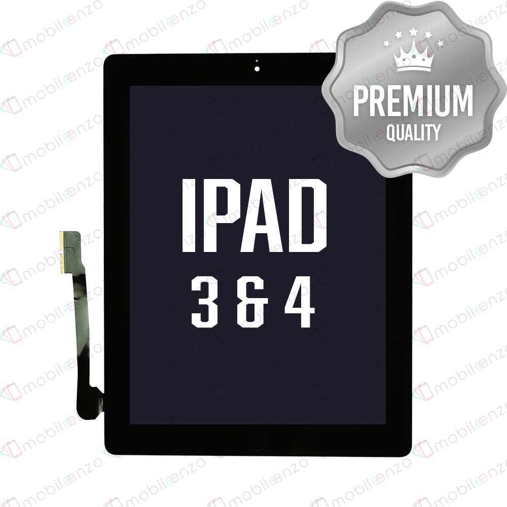 Digitizer for iPad 3&4 with Home Button & Home Button Flex (Premium) BLACK