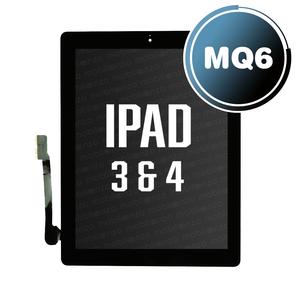 Digitizer for iPad 3&4 with Home Button & Home Button Flex - Black (Aftermarket: MQ6)