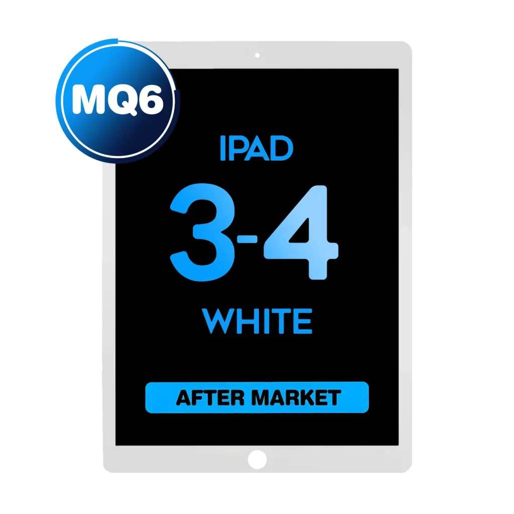 Digitizer for iPad 3&4 with Home Button & Home Button Flex (MQ6 / Aftermarket) - White 