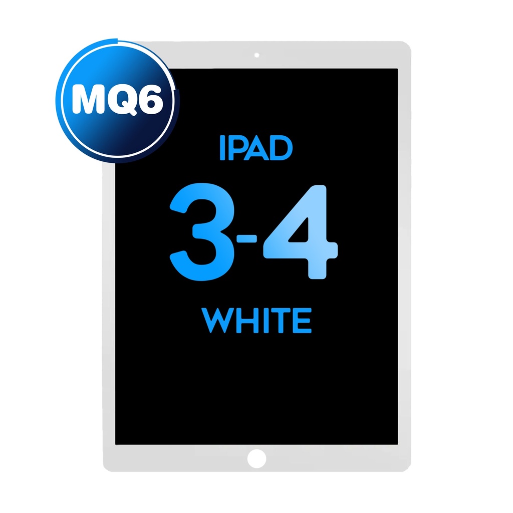 Digitizer for iPad 3&4 with Home Button & Home Button Flex (MQ6 / Aftermarket) - White 