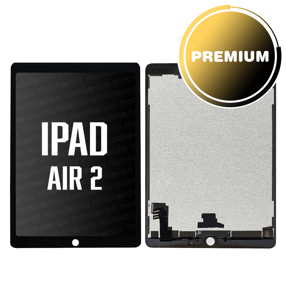 iPad Air 2 LCD Assembly (BLACK) (Sleep/Wake Sensor Flex Pre-Installed) (Premium Plus)