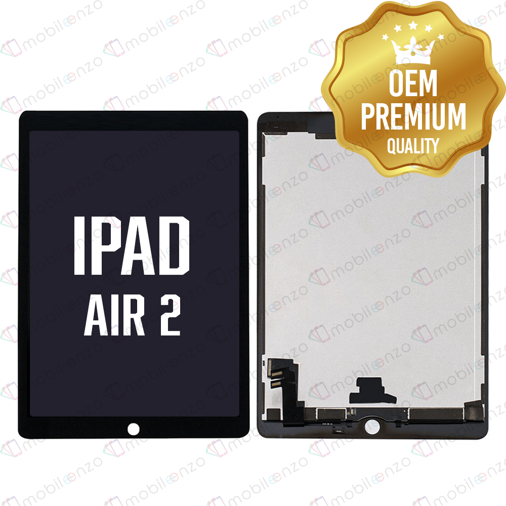 iPad Air 2 LCD Assembly (BLACK) (Sleep/Wake Sensor Flex Pre-Installed) (Premium Plus)